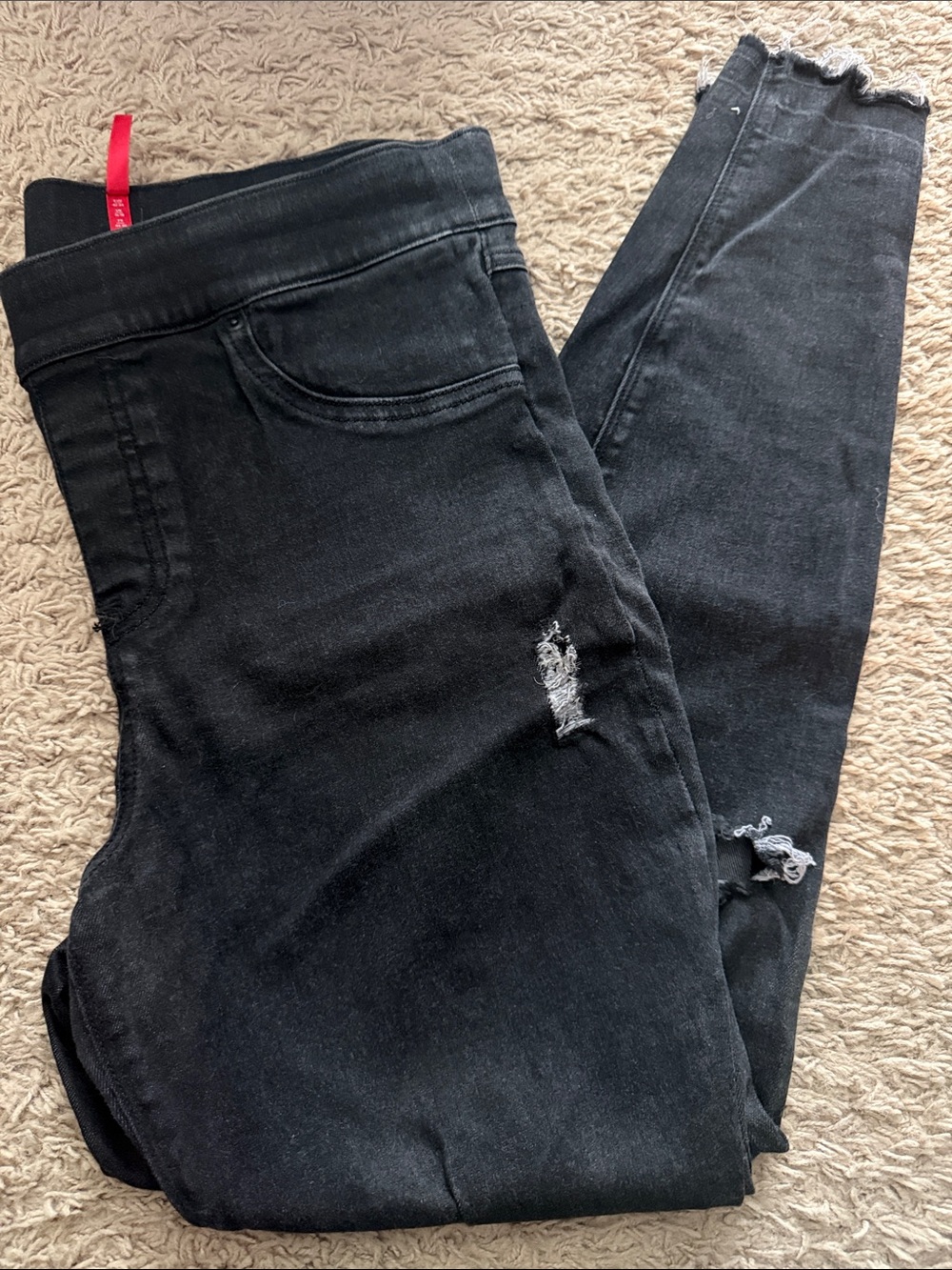 Spanx distressed black jeans